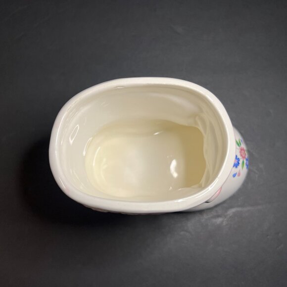 Vintage R.B.C. Ceramic Pink White & Blue Floral Boot Flowerpot Planter 4.25" - Picture 8 of 9